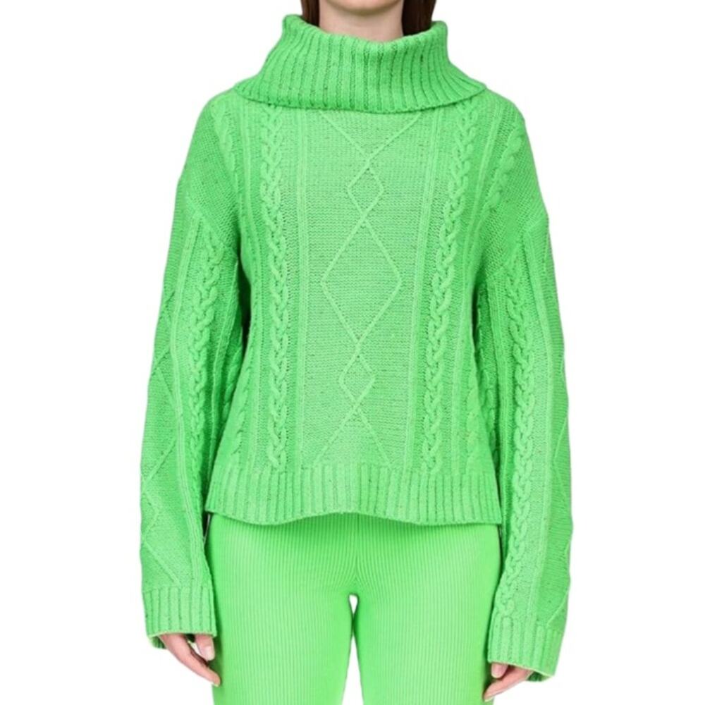 Sanctuary Mod Cable Sweater - Electric Green Size L